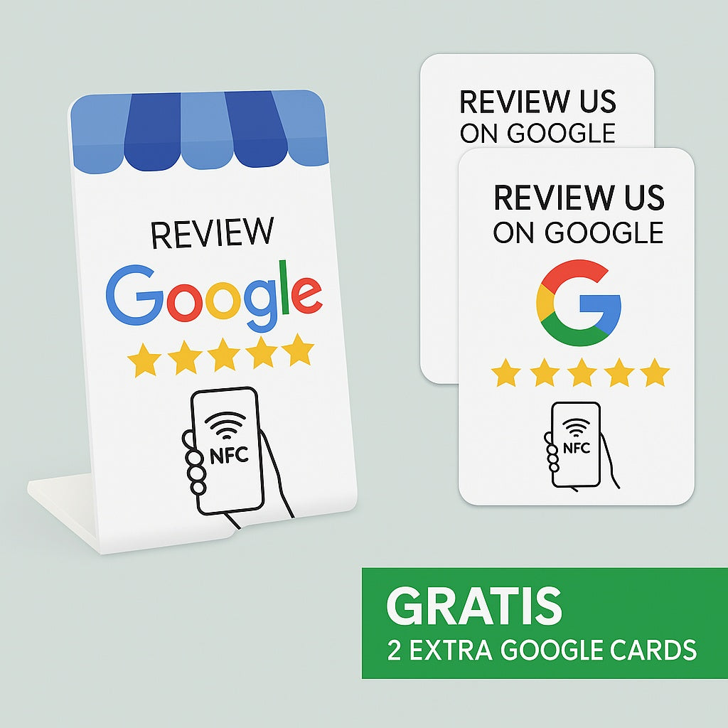 Telefoonbordje - Nu met 2 gratis Google review kaartjes! Onze chip opent jouw Google Review pagina.