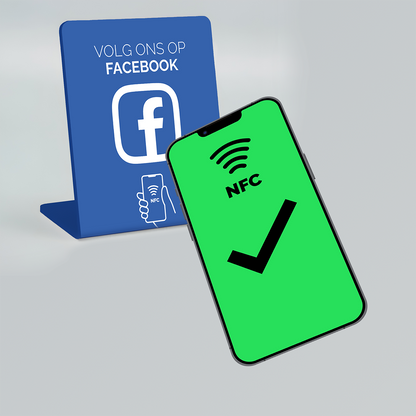 Telefoonbordje - Onze chip opent jouw Facebook pagina. (breed)