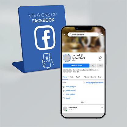 Telefoonbordje - Onze chip opent jouw Facebook pagina. (breed)