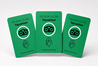 Tripadvisor review kaarten - Onze chip opent jouw Tripadvisor pagina.