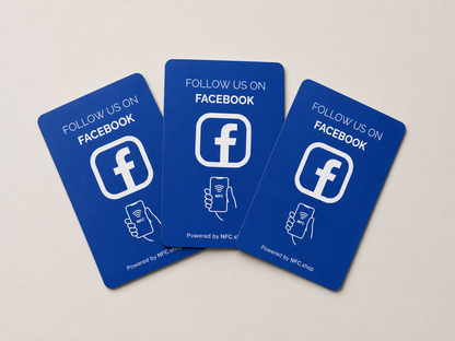 Facebook kaarten 'Follow us' - Onze chip opent jouw Facebook pagina.
