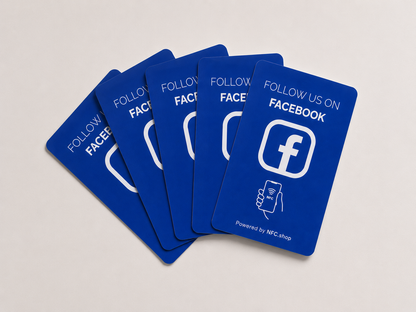 Facebook kaarten 'Follow us' - Onze chip opent jouw Facebook pagina.