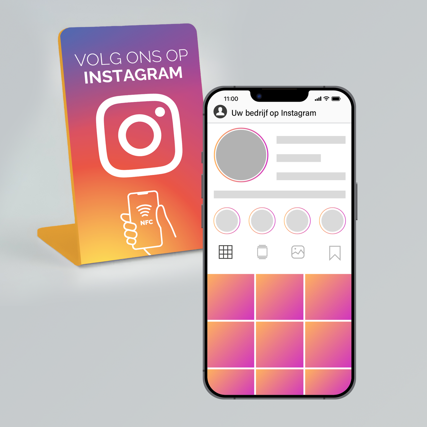 Telefoonbordje - Onze chip opent jouw Instagram pagina