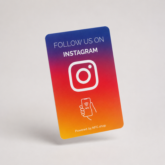 Instagram kaart  'Follow us' - Onze chip opent jouw Instagram pagina.