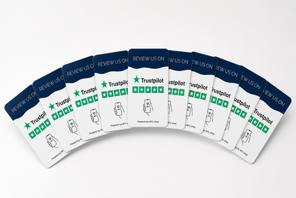 Trustpilot review kaart - Onze chip opent jouw Trustpilot pagina.