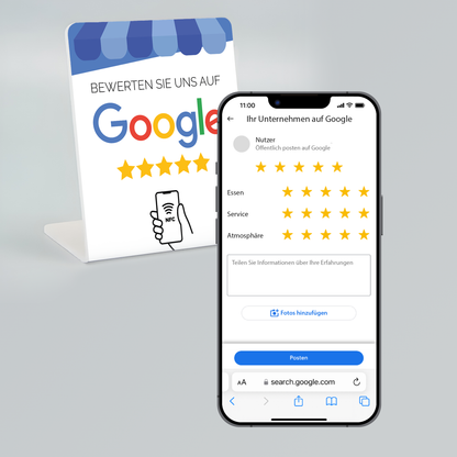 Google review display - Nu tijdelijk met 2 gratis Google review kaartjes erbij!! (breed) (Deutsch)