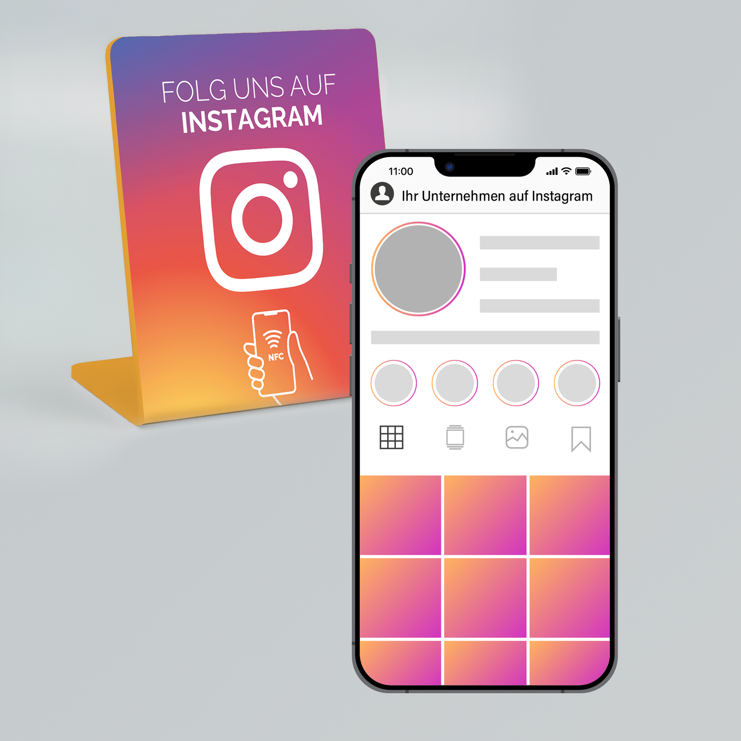 Instagram 'FOLG UNS' Display (Deutsch)