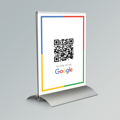 A5 Display. Nu tijdelijk met 2 gratis Google review NFC kaartjes erbij!! QR-code naar jouw reviewpagina op Google