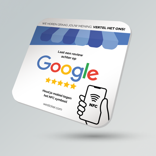 Telefoonplankje - Nu tijdelijk met 2 gratis Google review kaartjes erbij!! Onze chip opent jouw Google Review pagina.