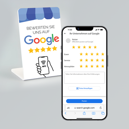 Google review display - Nu tijdelijk met 2 gratis Google review kaartjes erbij!! (Deutsch)