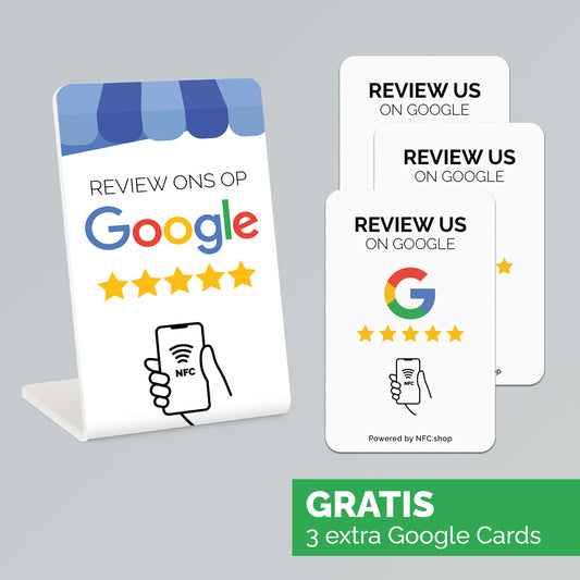 Telefoonbordje - Nu tijdelijk met 3 gratis Google review kaartjes! Onze chip opent jouw Google Review pagina.