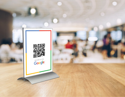 A5 Display. Nu tijdelijk met 2 gratis Google review NFC kaartjes erbij!! QR-code naar jouw reviewpagina op Google